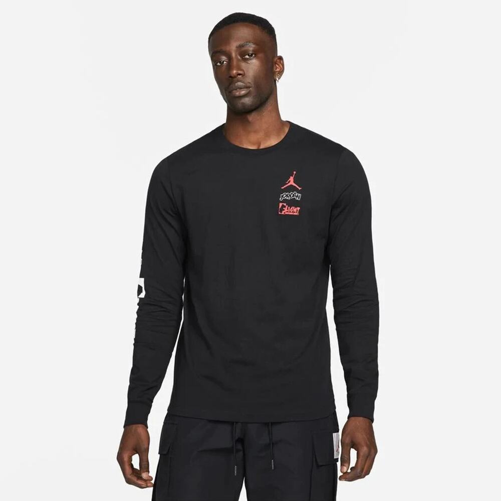 Jordan Shirt Mens Medium Black Flight Team Long Sleeve DH8944-010 NWT